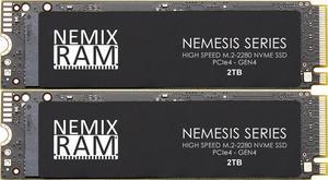 NEMIX RAM Nemesis Series 4TB 2X2TB M2 2280 Gen4 PCIe NVMe SSD Write Speeds up to 7415mbps Compatible with Dell Alienware M16 and M18 Gaming Laptops