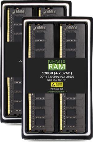 NEMIX RAM 128GB (4 x 32GB) DDR4 3200MHz PC4-25600 Non-ECC UDIMM Compatible with ASUS Prime B550M-A WiFi II, Prime B450M-A II, Prime X570-PRO, Prime B550M-A AC Motherboards
