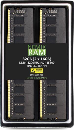 NEMIX RAM 32GB (2 x 16GB) DDR4 3200MHz PC4-25600 Non-ECC UDIMM Compatible with ASUS Prime B550M-A WiFi II, Prime B450M-A II, Prime X570-PRO, Prime B550M-A AC Motherboards