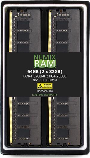 NEMIX RAM 64GB (2 x 32GB) DDR4 3200MHz PC4-25600 Non-ECC UDIMM Compatible with ASUS Prime B550M-A WiFi II, Prime B450M-A II, Prime X570-PRO, Prime B550M-A AC Motherboards