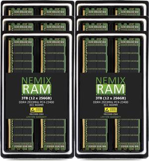 3TB (12 x 256GB) DDR4 2933MHz PC4-23400 ECC RDIMM 8Rx4 ECC RDIMM Registered Server Memory Upgrade by NEMIX RAM