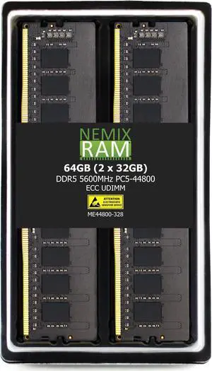 NEMIX RAM 64GB (2X32GB) DDR5 5600MHZ PC5-44800 2Rx8 1.1V CL46 288-PIN ECC Unbuffered UDIMM KIT Compatible with ASUS ProArt X670E-CREATOR WiFi Motherboard
