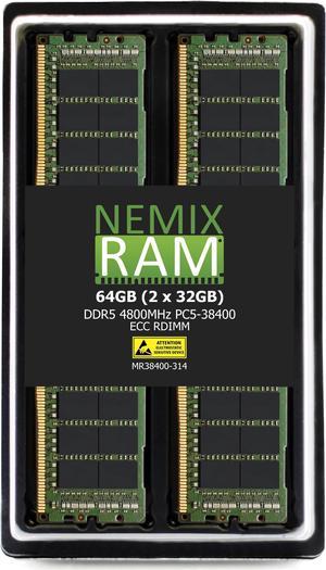 NEMIX RAM 64GB (2 x 32GB) DDR5 4800MHz PC5-38400 ECC RDIMM Compatible with ASUS Pro WS WRX90E SAGE SE Workstation Motherboard