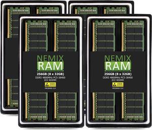 NEMIX RAM 256GB (8X32GB) DDR5 4800MHZ PC5-38400 1Rx4 1.1V 288-PIN ECC RDIMM Registered Server Memory KIT Compatible with ASUS 2U Dual-Socket Server Model RS720-E11-RS12U