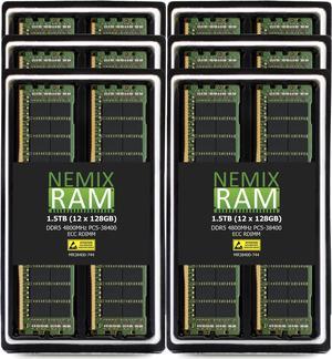 NEMIX RAM 1.5TB (12X128GB) DDR5 4800MHZ PC5-38400 4Rx4 1.1V 288-PIN ECC RDIMM Registered Server Memory KIT Compatible with ASUS 2U Dual-Socket Server Model RS720-E11-RS12U