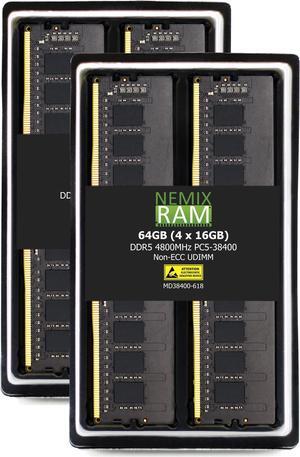 NEMIX RAM 64GB (4X16GB) DDR5 4800MHZ PC5-38400 1Rx8 1.1V CL40 288-PIN Non-ECC Unbuffered UDIMM Desktop PC Memory KIT Compatible with Dell Precision 3660 Tower Workstation
