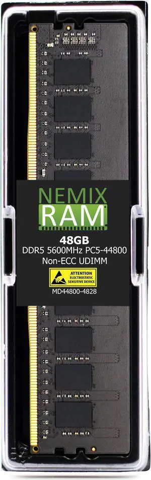 NEMIX RAM 48GB (1X48GB) DDR5 5600MHZ PC5-44800 2Rx8 1.1V 288-PIN Non-ECC Unbuffered UDIMM Desktop PC Memory