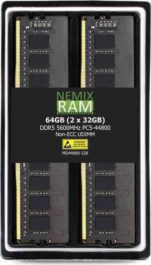NEMIX RAM 64GB (2X32GB) DDR5 5600MHZ PC5-44800 2Rx8 1.1V 288-PIN Non-ECC Unbuffered UDIMM Desktop PC Memory KIT