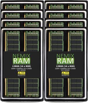 NEMIX RAM 128GB (16X8GB) DDR4 3200MHZ PC4-25600 1Rx8 1.2V 288-PIN ECC RDIMM Registered Server Memory KIT Compatible with ASUS KRPA-U16 AMD EPYC 7002 LGA 4094 EEB Server Motherboard