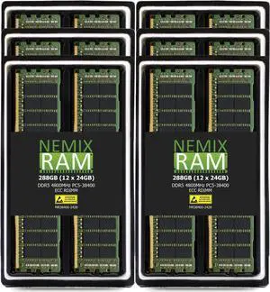 NEMIX RAM 288GB (12X24GB) DDR5 4800MHZ PC5-38400 2Rx8 1.1V CL40 288-PIN ECC RDIMM Registered Server Memory Compatible with THINKMATE RAX-QE12 Rackmount Server