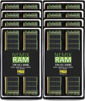 NEMIX RAM 1TB (16X64GB) DDR5 4800MHZ PC5-38400 2Rx4 1.1V 288-PIN ECC RDIMM Registered Server Memory KIT Compatible with THINKMATE RAX-QE12|QS12|QH12|QT12|QT16|QH24|QH4|QN12|QN12|QH4|QH8 Rack Servers