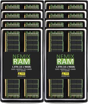NEMIX RAM 1.5TB (16 x 96GB) DDR5 4800MHz PC5-38400 ECC RDIMM Compatible with THINKMATE Supermicro SuperServer 621P-TR, 621P-TRT and SuperServer 221P-C9R, 221P-C9RT