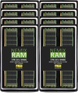 NEMIX RAM 1TB (16X64GB) DDR4 2666MHZ PC4-21300 4Rx4 1.2V 288-PIN ECC LRDIMM Load Reduced Server Memory KIT Compatible with THINKMATE GPX-QT8-24E2-8GPU GPU-Optimized Servers