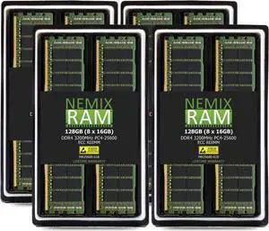 NEMIX RAM 128GB (8X16GB) DDR4 3200MHZ PC4-25600 1Rx8 1.2V CL22 288-PIN ECC RDIMM Registered Server Memory KIT Compatible with THINKMATE Supermicro SuperServer 510P-M SuperServer 510P-MR