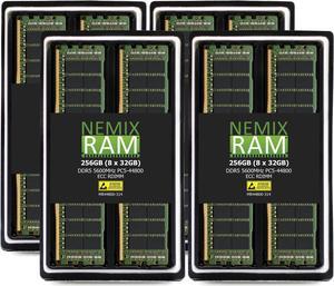 NEMIX RAM 256GB (8X32GB) DDR5 5600MHZ PC5-44800 1Rx4 1.1V 288-PIN ECC RDIMM Registered Server Memory KIT