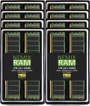 NEMIX RAM 1TB (16X64GB) DDR4 3200MHZ PC4-25600 2Rx4 1.2V 288-PIN ECC RDIMM Registered Server Memory KIT Compatible with Dell PowerEdge R7515 Rack Server