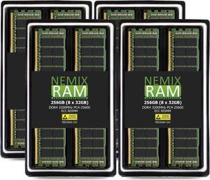 NEMIX RAM 256GB (8X32GB) DDR4 3200MHZ PC4-25600 2Rx4 1.2V 288-PIN ECC RDIMM Registered Server Memory KIT Compatible with Dell PowerEdge R7525 Rack Server