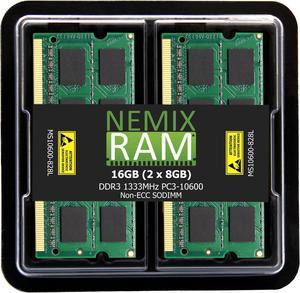 NEMIX RAM 16GB (2X8GB) DDR3 1333MHZ PC3-10600 2Rx8 1.35V 204-PIN Non-ECC SODIMM Laptop PC Memory KIT
