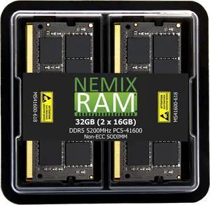 NEMIX RAM 32GB (2X16GB) DDR5 5200MHz PC5-41600 1Rx8 1.1V 262-PIN Non-ECC Unbuffered SODIMM Laptop PC Memory KIT