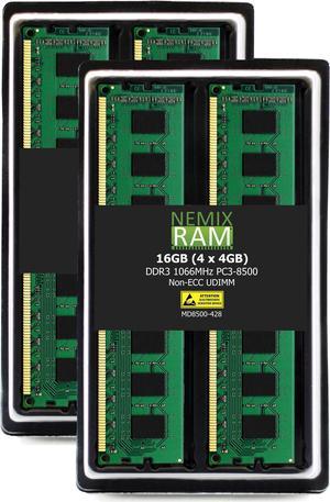 NEMIX RAM 16GB (4X4GB) DDR3 1066MHZ PC3-8500 2Rx8 1.5V 240-PIN Non-ECC UDIMM Unbuffered Desktop Memory KIT