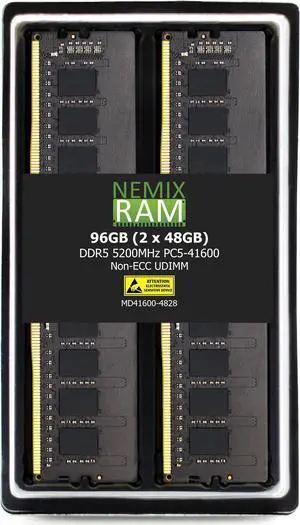 NEMIX RAM 96GB (2X48GB) DDR5 5200MHZ PC5-41600 2Rx8 1.1V 288-PIN Non-ECC Unbuffered UDIMM Desktop PC Memory KIT