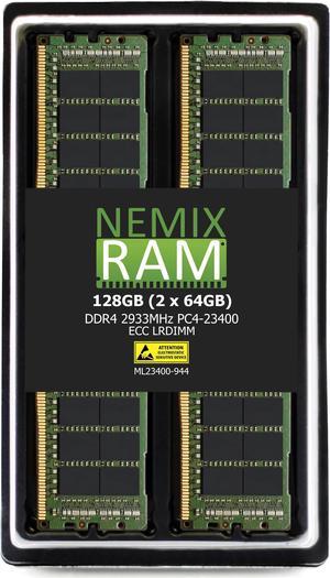 NEMIX RAM 128GB 2x64GB DDR42933 PC423400 ECC LRDIMM Load Reduce Server Memory Upgrade for Dell PowerEdge T640 Tower Rack Server