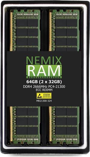 NEMIX RAM 32GB (1X32GB) DDR4 2133MHZ PC4-17000 2Rx4 1.2V 288-PIN ECC RDIMM Registered Server Memory Compatible with Dell Servers/Workstations