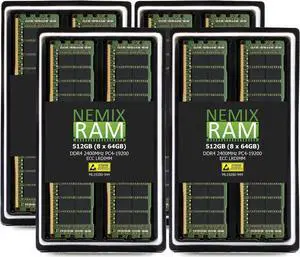 NEMIX RAM 512GB (8X64GB) DDR4 2400MHZ PC4-19200 4Rx4 1.2V CL17 288-PIN ECC LRDIMM Load Reduced Server Memory KIT Compatible with ASRock Rack ROMED8-2T AMD EPYC Motherboard