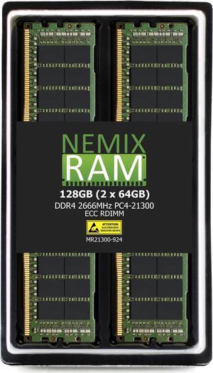 NEMIX RAM 128GB (2X64GB) DDR4 2666MHZ PC4-21300 2Rx4 1.2V 288-PIN ECC RDIMM Registered Server Memory KIT Compatible with Dell PowerEdge R540 Rack Server