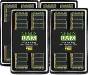 NEMIX RAM 64GB (8X8GB) DDR4 2400MHZ PC4-19200 1Rx8 1.2V CL17 288-PIN ECC RDIMM Registered Server Memory KIT Compatible with ASRock Rack ROMED8-2T AMD EPYC Series Motherboard