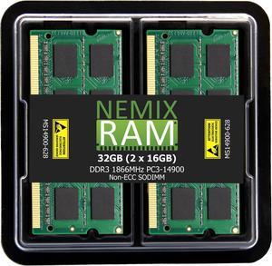 NEMIX RAM 32GB (2X16GB) DDR3 1866MHZ PC3-14900 2Rx8 1.35V 204-PIN Non-ECC SODIMM Laptop Memory KIT Compatible with Apple iMac 27" Late 2015 with Retina 5K Display