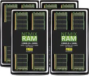 NEMIX RAM 128GB (8X16GB) DDR3 1333MHZ PC4-10600 2Rx4 1.35V 240-PIN ECC RDIMM Registered Server Memory KIT