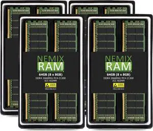 NEMIX RAM 64GB (8X8GB) DDR4 2666MHZ PC4-21300 1Rx4 1.2V 288-PIN ECC RDIMM Registered Server Memory KIT