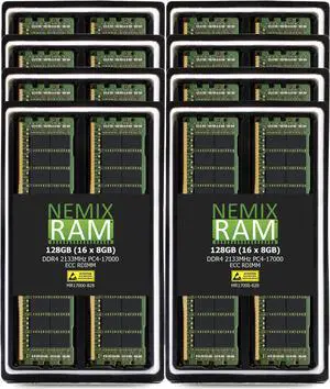 NEMIX RAM 128GB (16X8GB) DDR4 2133MHZ PC4-17000 2Rx8 1.2V 288-PIN ECC RDIMM Registered Server Memory KIT