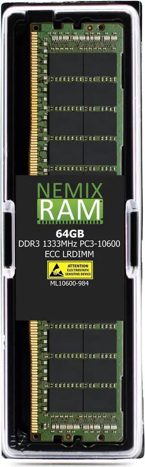 NEMIX RAM 64GB (1X64GB) DDR3 1333MHZ PC3L-10600 8Rx4 1.5V 240-PIN LRDIMM Load Reduced Server Memory
