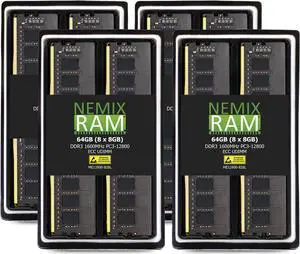 NEMIX RAM 64GB (8X8GB) DDR3 1600MHZ PC3-12800 2Rx8 1.35V 240-PIN ECC UDIMM Unbuffered Memory KIT