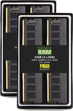 NEMIX RAM 32GB (4X8GB) DDR4 2400MHZ PC4-19200 2Rx8 1.2V 288-PIN ECC Unbuffered UDIMM Memory KIT