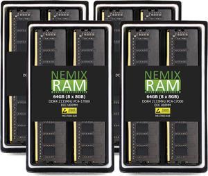NEMIX RAM 64GB (8X8GB) DDR4 2133MHZ PC4-17000 2Rx8 1.2V 288-PIN ECC Unbuffered UDIMM KIT