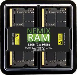 NEMIX RAM 32GB (2X16GB) DDR4 2933MHZ PC4-23400 2Rx8 1.2V 260-PIN ECC SODIMM KIT