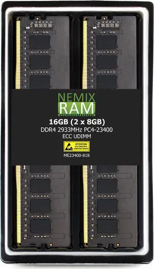 NEMIX RAM 16GB (2X8GB) DDR4 2933MHZ PC4-23400 1Rx8 1.2V 288-PIN ECC UDIMM Unbuffered Memory KIT