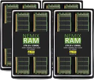 NEMIX RAM 1TB (8X128GB) DDR4 2400MHZ PC4-19200 8Rx4 1.2V 288-PIN ECC RDIMM Registered Server Memory KIT