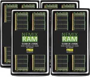 NEMIX RAM 512GB (8X64GB) DDR4 2400MHZ PC4-19200 2Rx4 1.2V 288-PIN ECC RDIMM KIT Registered Server Memory Compatible with Dell PowerEdge FC830 Server
