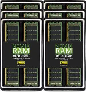 NEMIX RAM 3TB (12X256GB) DDR4 2933MHZ PC4-23400 8Rx4 1.2V 288-PIN ECC LRDIMM Load Reduced Server Memory KIT