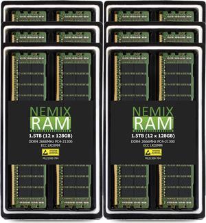NEMIX RAM 1.5TB (12X128GB) DDR4 2666MHZ PC4-21300 8Rx4 1.2V 288-PIN ECC LRDIMM Load Reduced Server Memory KIT