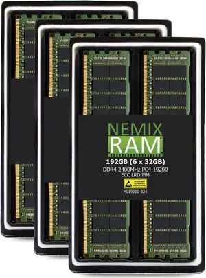 NEMIX RAM 192GB (6X32GB) DDR4 2400MHZ PC4-19200 2Rx4 1.2V 288-PIN ECC LRDIMM Load Reduced Server Memory KIT