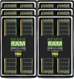 NEMIX RAM 384GB (12X32GB) DDR4 2133MHZ PC4-17000 4Rx4 1.2V 288-PIN ECC LRDIMM Load Reduced Server Memory KIT