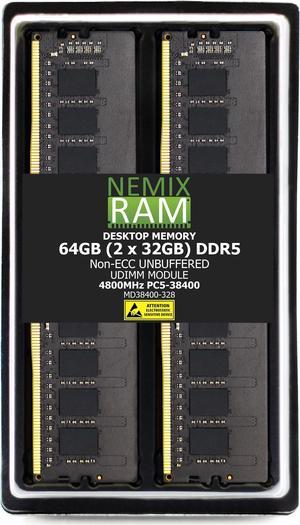 NEMIX RAM 64GB (2X32GB) DDR5 4800MHz PC5-38400 2Rx8 1.1V 288-PIN Non-ECC Unbuffered UDIMM  Desktop PC Memory Kit Compatible with MSI X670E Gaming Plus WiFi Gaming Motherboard