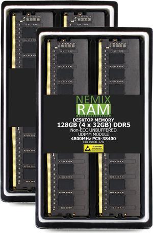 NEMIX RAM 128GB (4X32GB) DDR5 4800MHz PC5-38400 2Rx8 1.1V 288-PIN Non-ECC Unbuffered UDIMM  Desktop PC Memory Kit Compatible with MSI X670E Gaming Plus WiFi Gaming Motherboard