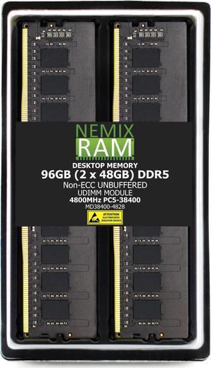 NEMIX RAM 96GB (2X48GB) DDR5 4800MHz PC5-38400 2Rx8 1.1V 288-PIN Non-ECC Unbuffered UDIMM  Desktop PC Memory Kit Compatible with GIGABYTE B650 AORUS Elite AX AMD B650 ATX Motherboard