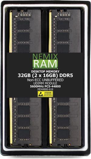 NEMIX RAM 32GB (2X16GB) DDR5 5600MHz PC5-44800 1Rx8 1.1V 288-PIN Non-ECC Unbuffered UDIMM  Desktop PC Memory Kit Compatible with MSI B760 Gaming Plus WiFi Gaming Motherboard